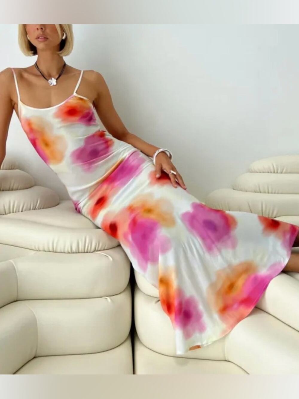 NWT Princess Polly Luncheon Floral Watercolor Slip Maxi Dress US 6 in Pink Multi